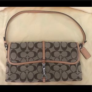 Coach Monogram Canvas Khaki Signature Demi Clutch